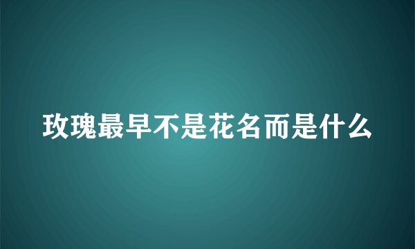 玫瑰最早不是花名而是什么