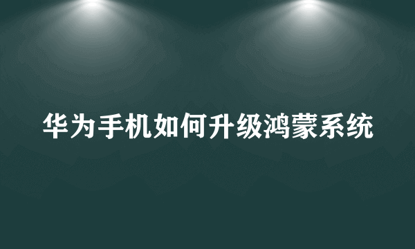 华为手机如何升级鸿蒙系统