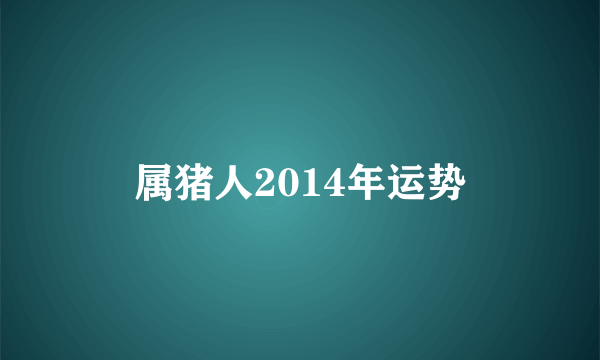 属猪人2014年运势