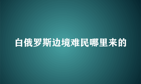 白俄罗斯边境难民哪里来的