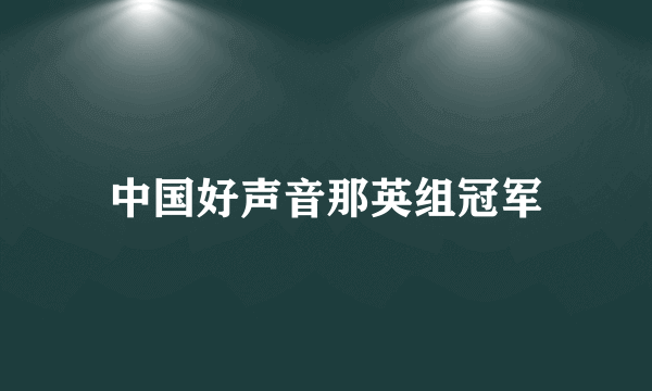 中国好声音那英组冠军