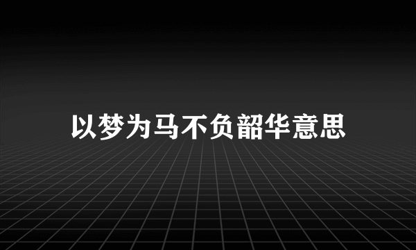 以梦为马不负韶华意思