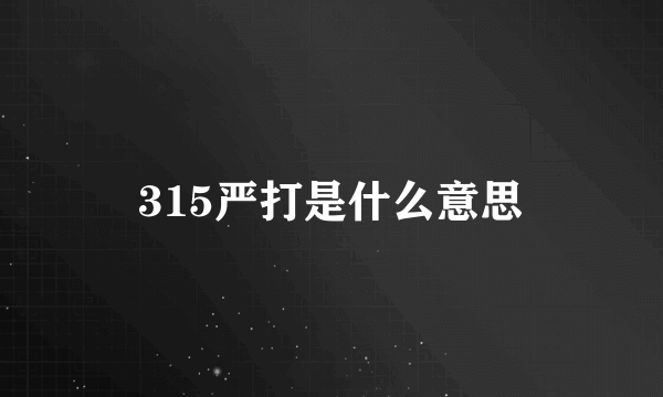 315严打是什么意思