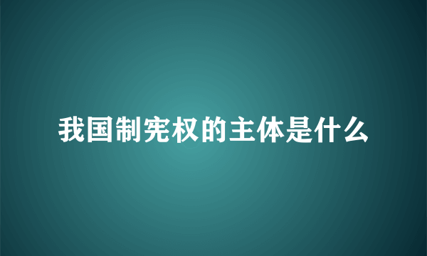 我国制宪权的主体是什么