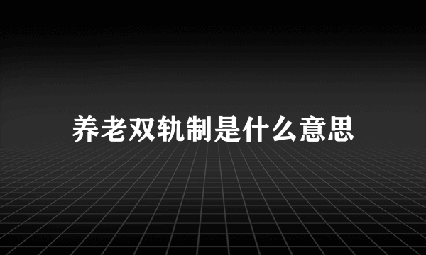 养老双轨制是什么意思