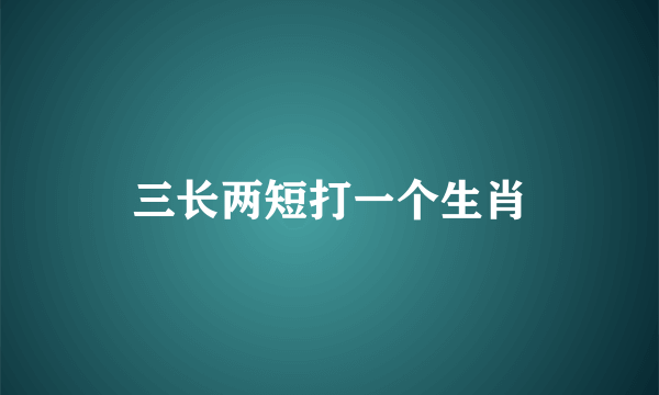 三长两短打一个生肖