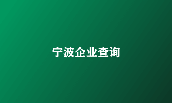 宁波企业查询