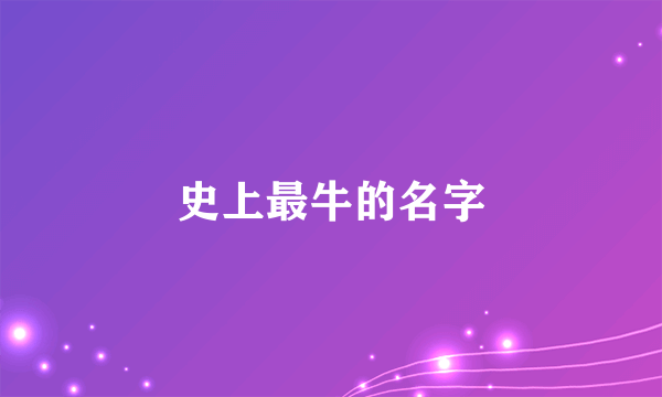 史上最牛的名字