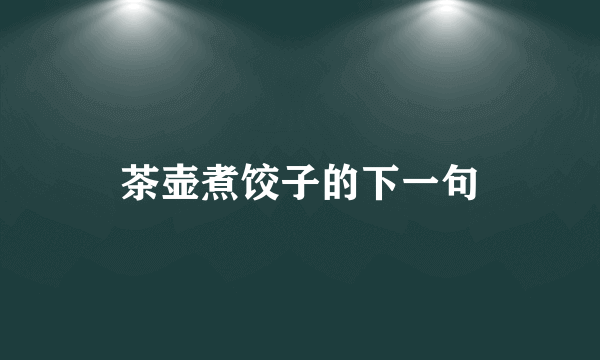 茶壶煮饺子的下一句