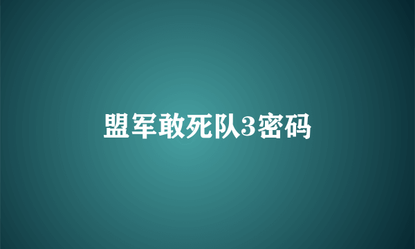 盟军敢死队3密码