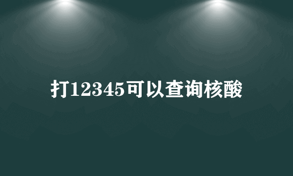 打12345可以查询核酸