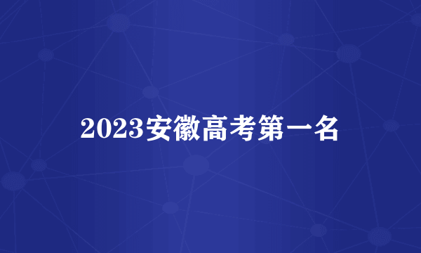 2023安徽高考第一名