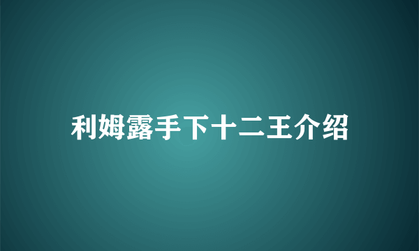 利姆露手下十二王介绍