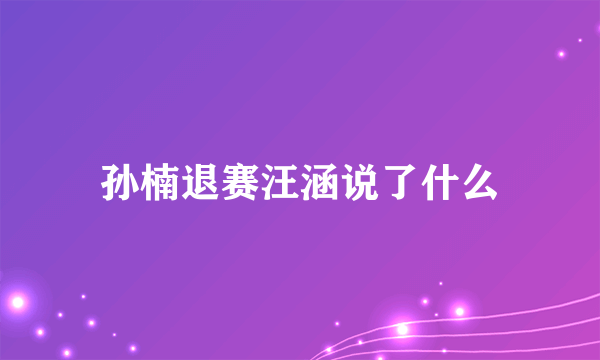 孙楠退赛汪涵说了什么