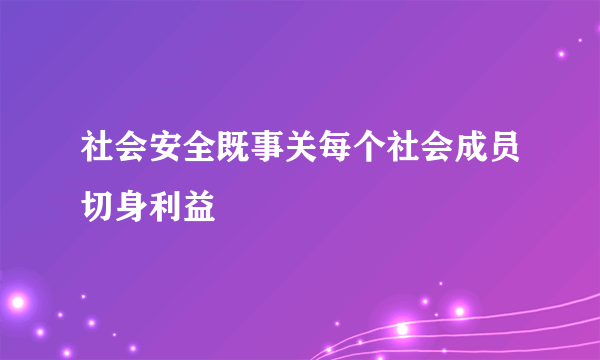 社会安全既事关每个社会成员切身利益