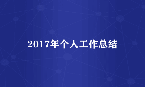 2017年个人工作总结