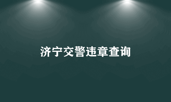 济宁交警违章查询