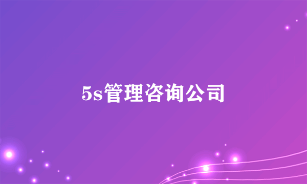 5s管理咨询公司