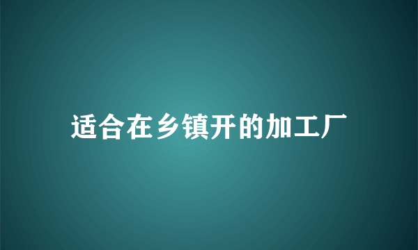 适合在乡镇开的加工厂