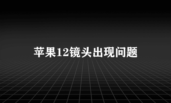 苹果12镜头出现问题