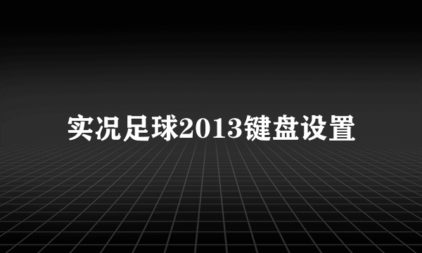 实况足球2013键盘设置