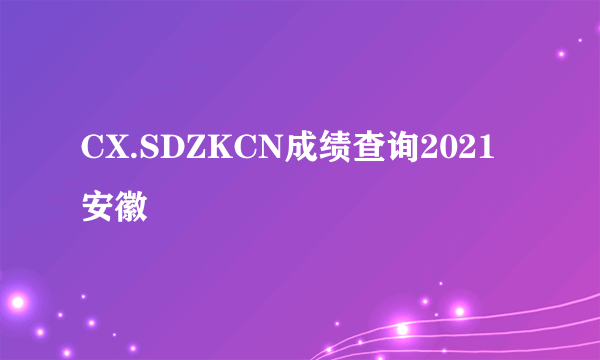 CX.SDZKCN成绩查询2021安徽