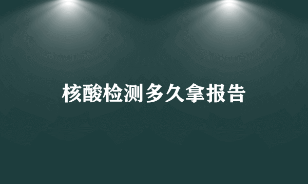 核酸检测多久拿报告