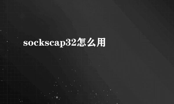 sockscap32怎么用