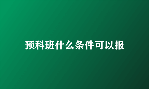 预科班什么条件可以报