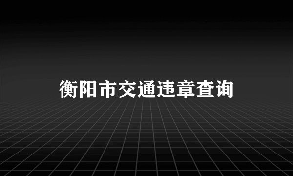 衡阳市交通违章查询