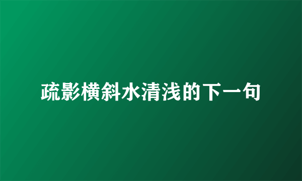 疏影横斜水清浅的下一句