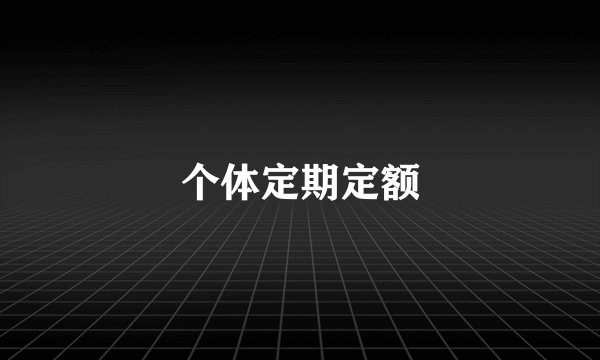 个体定期定额