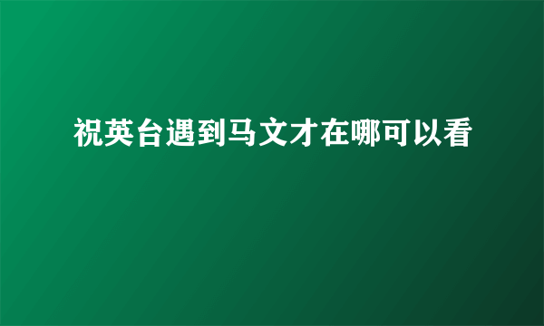 祝英台遇到马文才在哪可以看