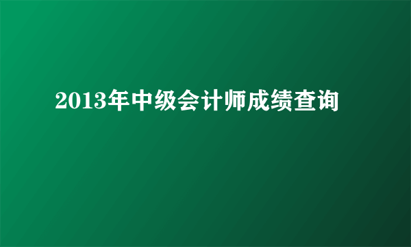 2013年中级会计师成绩查询