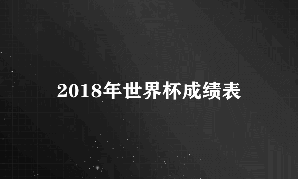 2018年世界杯成绩表