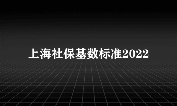 上海社保基数标准2022