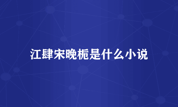 江肆宋晚栀是什么小说