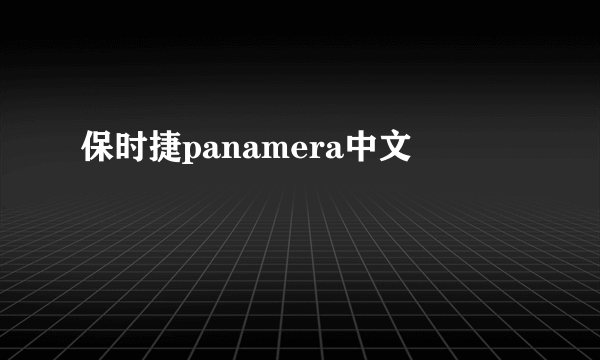 保时捷panamera中文