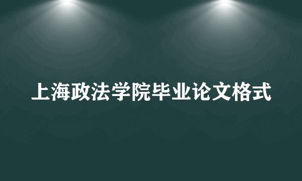 上海政法学院毕业论文格式