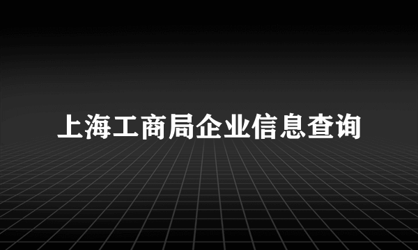 上海工商局企业信息查询