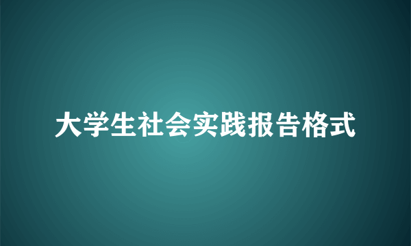 大学生社会实践报告格式