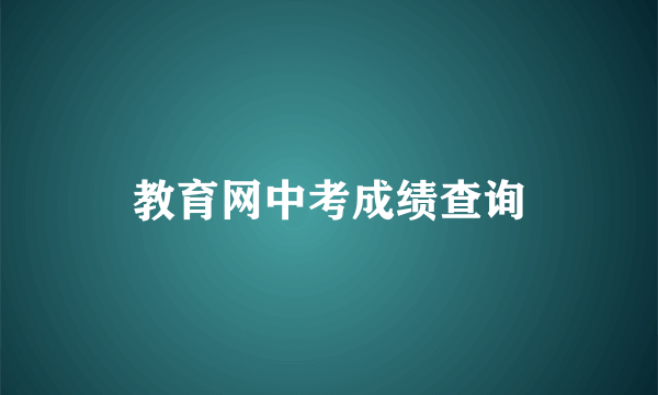 教育网中考成绩查询