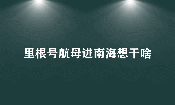 里根号航母进南海想干啥