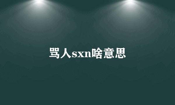 骂人sxn啥意思