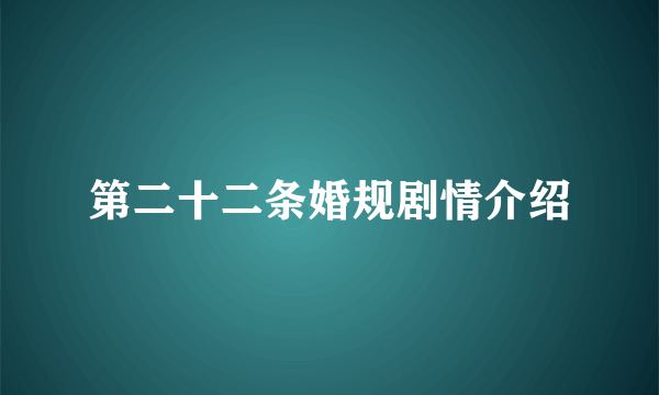 第二十二条婚规剧情介绍