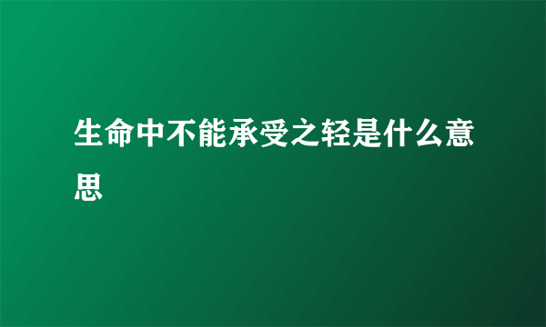 生命中不能承受之轻是什么意思