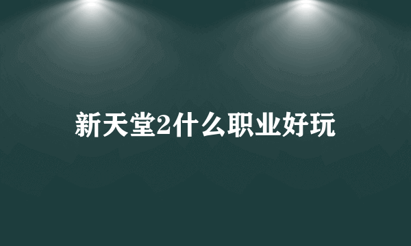 新天堂2什么职业好玩