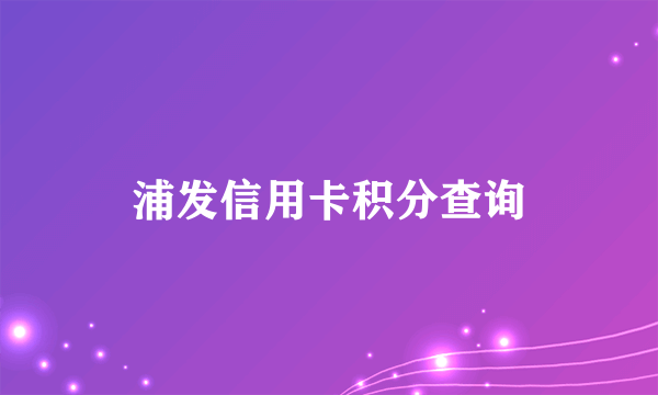 浦发信用卡积分查询