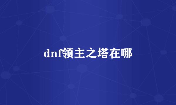 dnf领主之塔在哪