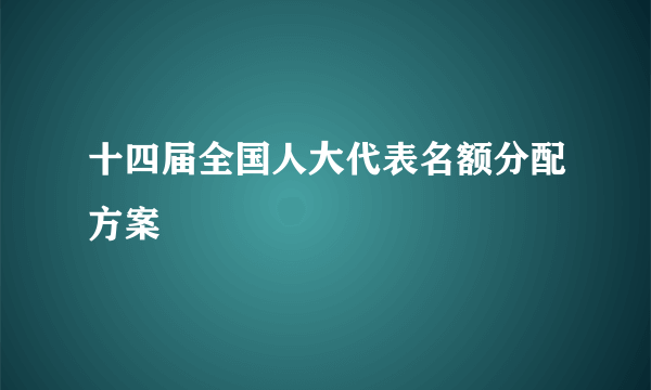 十四届全国人大代表名额分配方案